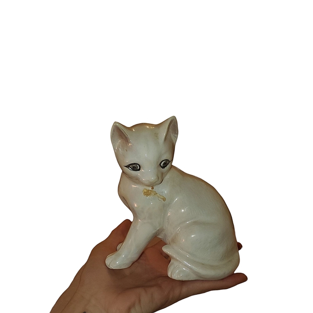 Vintage White Cat Figurine
